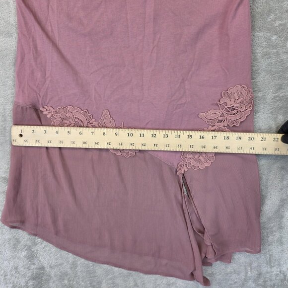 Akemi + Kin Shirt Womens Small Mauve Asymmetrical Floral Lace Hem Tunic Top - Picture 7 of 15